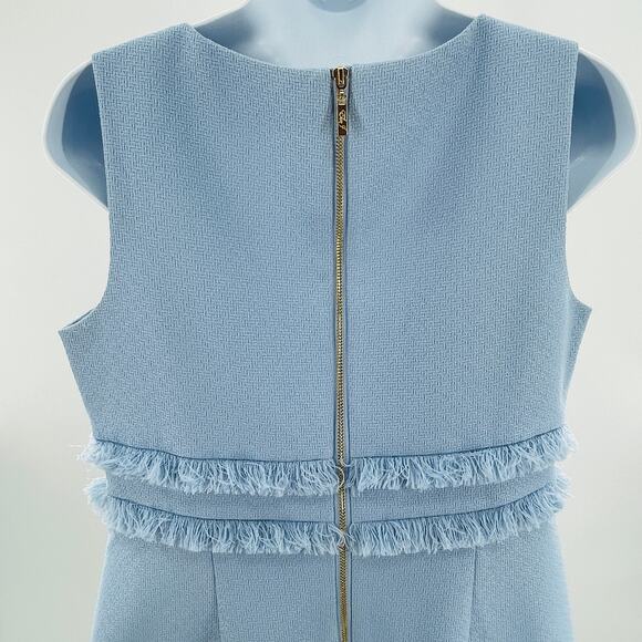Eliza J Baby Blue Fringe Bodice Sleeveless Career Party Sheath Dress 10P - Picture 8 of 11